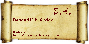 Demcsák Andor névjegykártya