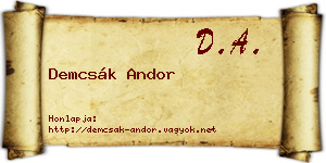 Demcsák Andor névjegykártya
